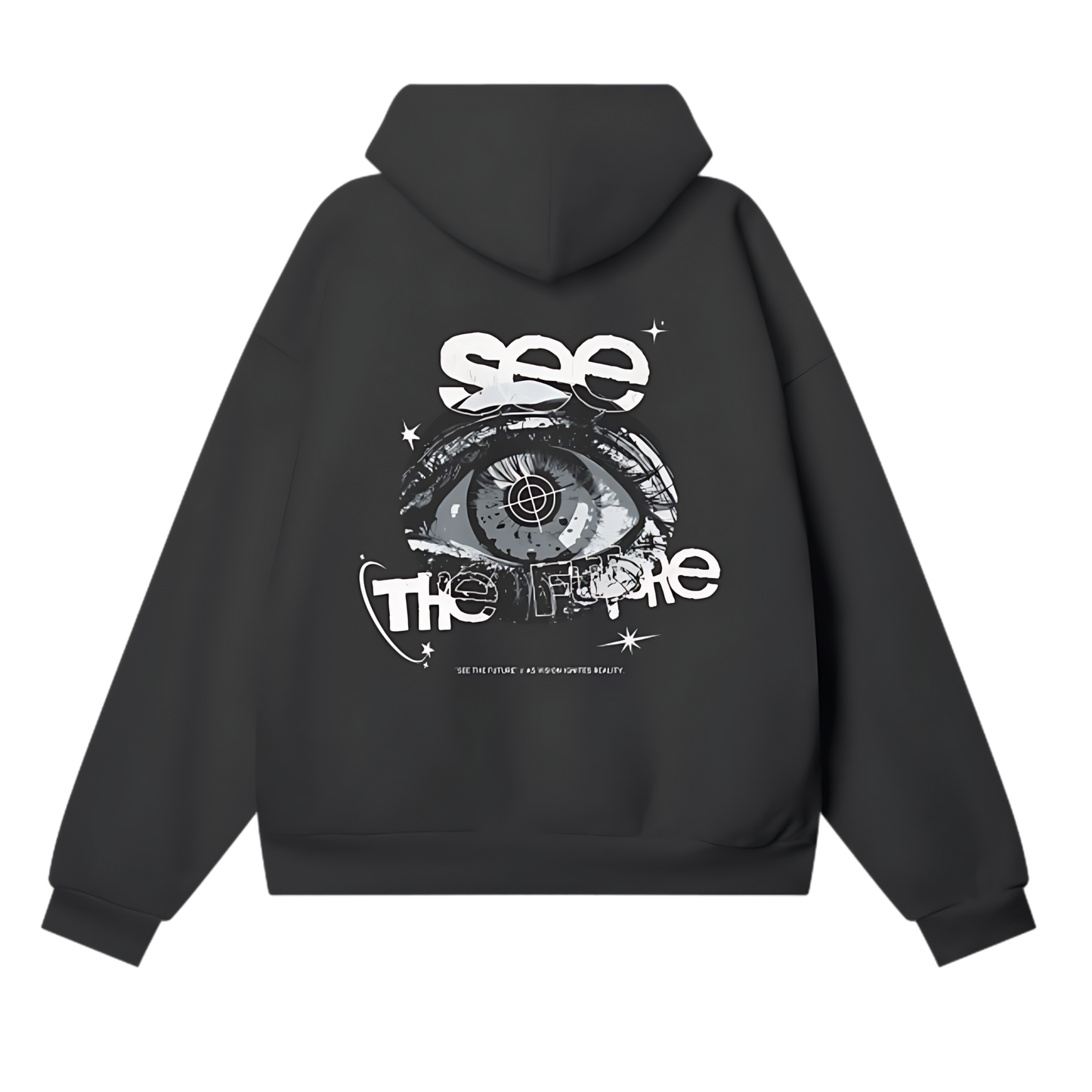 SEE THE FUTURE Oversized Black Hoodie [[DREAMS. Collection]]
