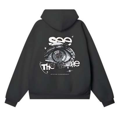 SEE THE FUTURE Oversized Black Hoodie [[DREAMS. Collection]]