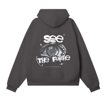 SEE THE FUTURE Oversized Charcoal Hoodie [[DREAMS. Collection]]